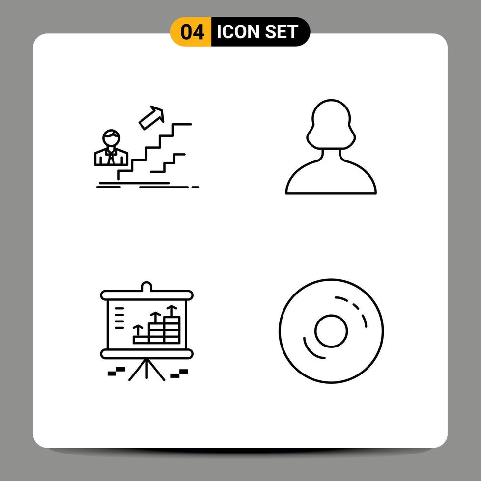 Line Pack of 4 Universal Symbols of promotion analysis leader girl dollar Editable Vector Design Elements