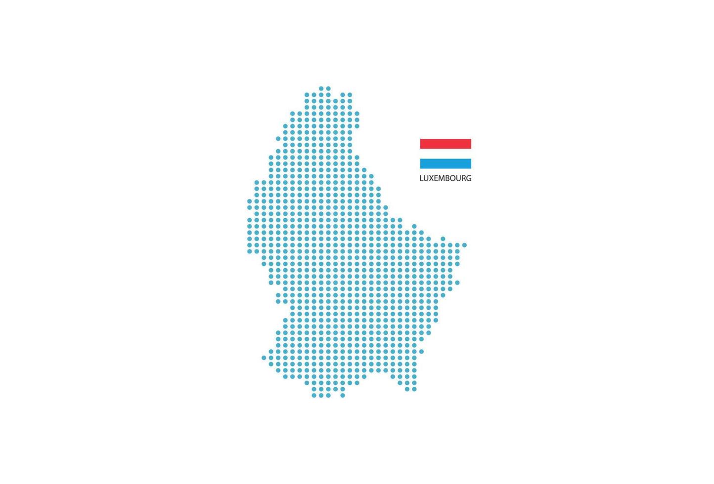 diseño de mapa de luxemburgo círculo azul, fondo blanco con bandera de luxemburgo. vector