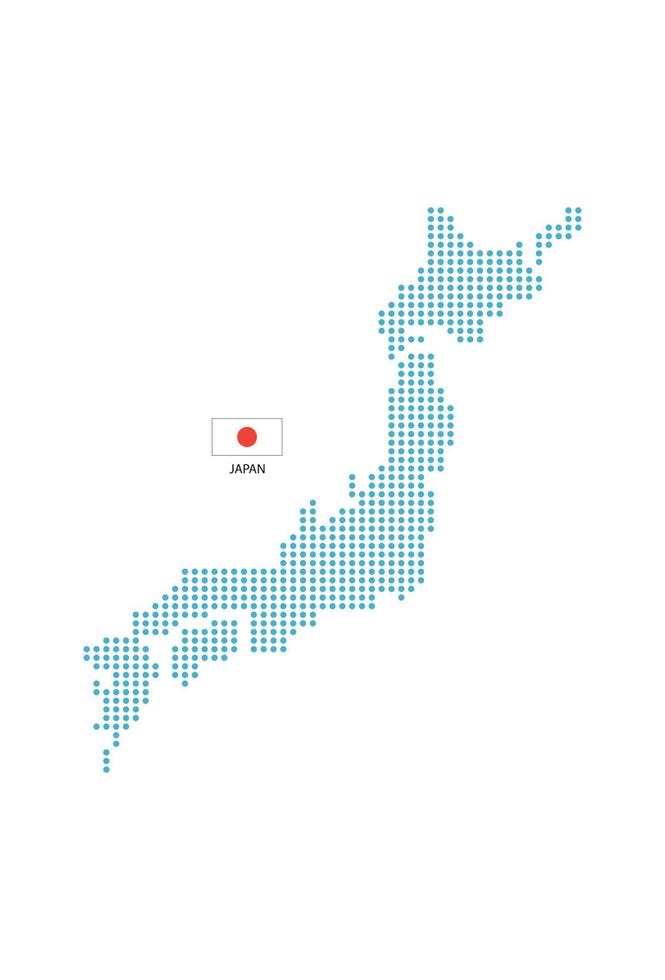 diseño de mapa de japón círculo azul, fondo blanco con bandera de japón. vector