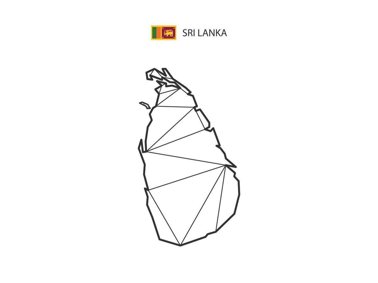 estilo de mapa de triángulos de mosaico de sri lanka aislado en un fondo blanco. diseño abstracto para vectores. vector