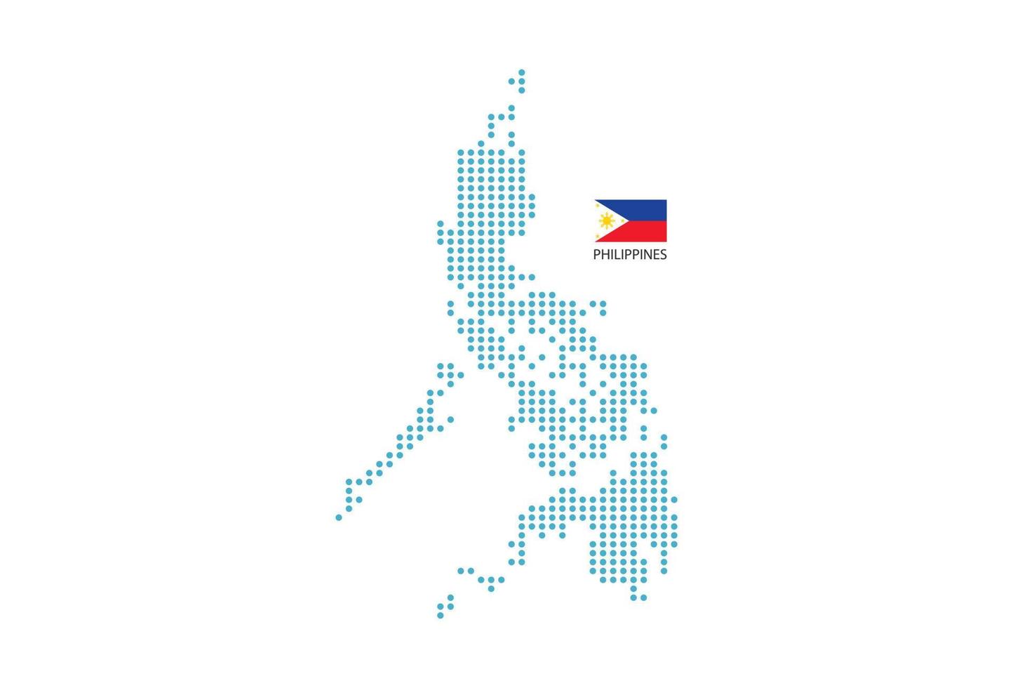 diseño de mapa de filipinas círculo azul, fondo blanco con bandera de filipinas. vector