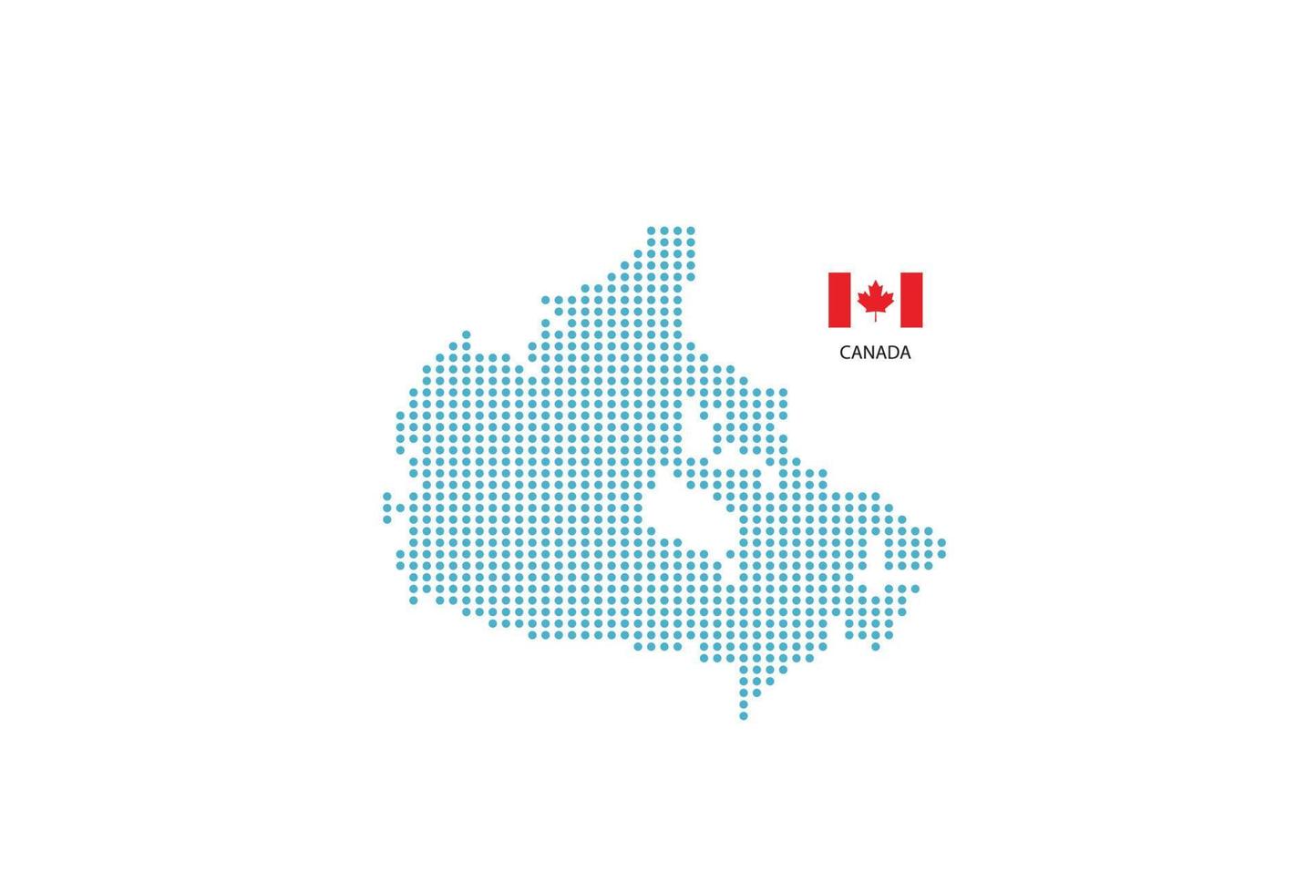 Canadá mapa diseño círculo azul, fondo blanco con bandera de Canadá. vector