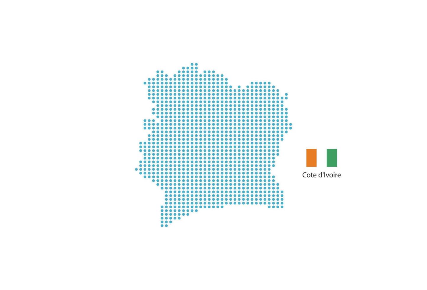 Cote d'Ivoire map design blue circle, white background with Cote d'Ivoire flag. vector