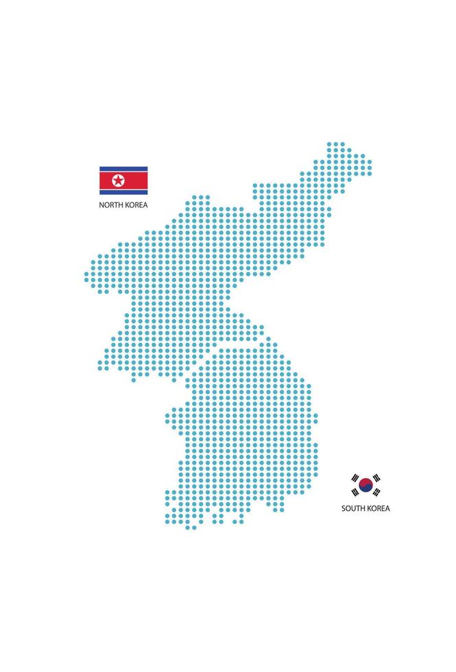 diseño de mapa de corea círculo azul, fondo blanco con bandera de corea. vector