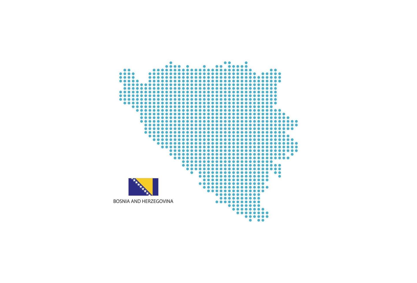 bosnia y herzegovina mapa diseño círculo azul, fondo blanco con bandera de bosnia y herzegovina. vector