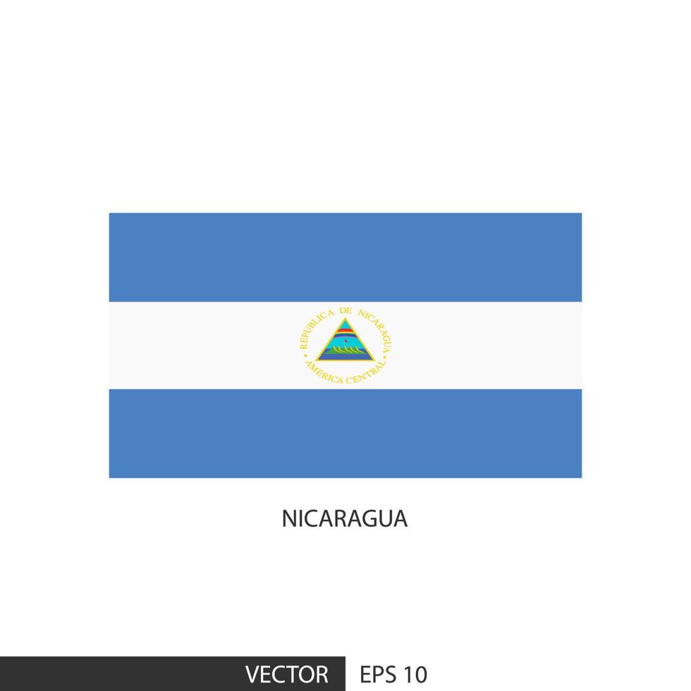 Nicaragua square flag on white background and specify is vector eps10.