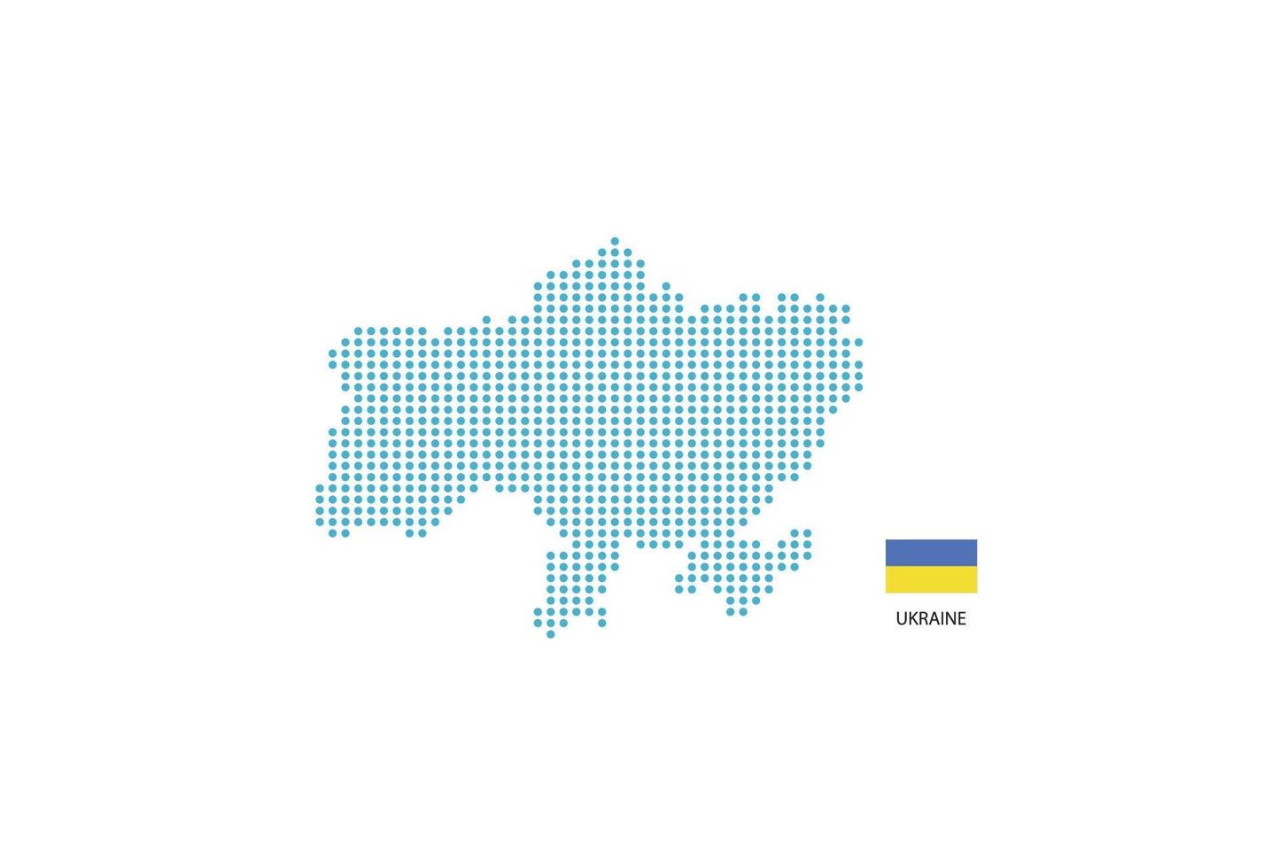 Ukraine map design blue circle, white background with Ukraine flag. vector