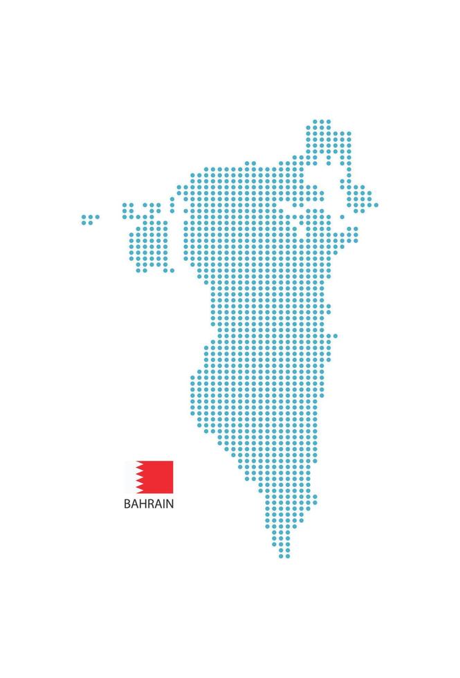 Bahrain map design blue circle, white background with Bahrain flag. vector