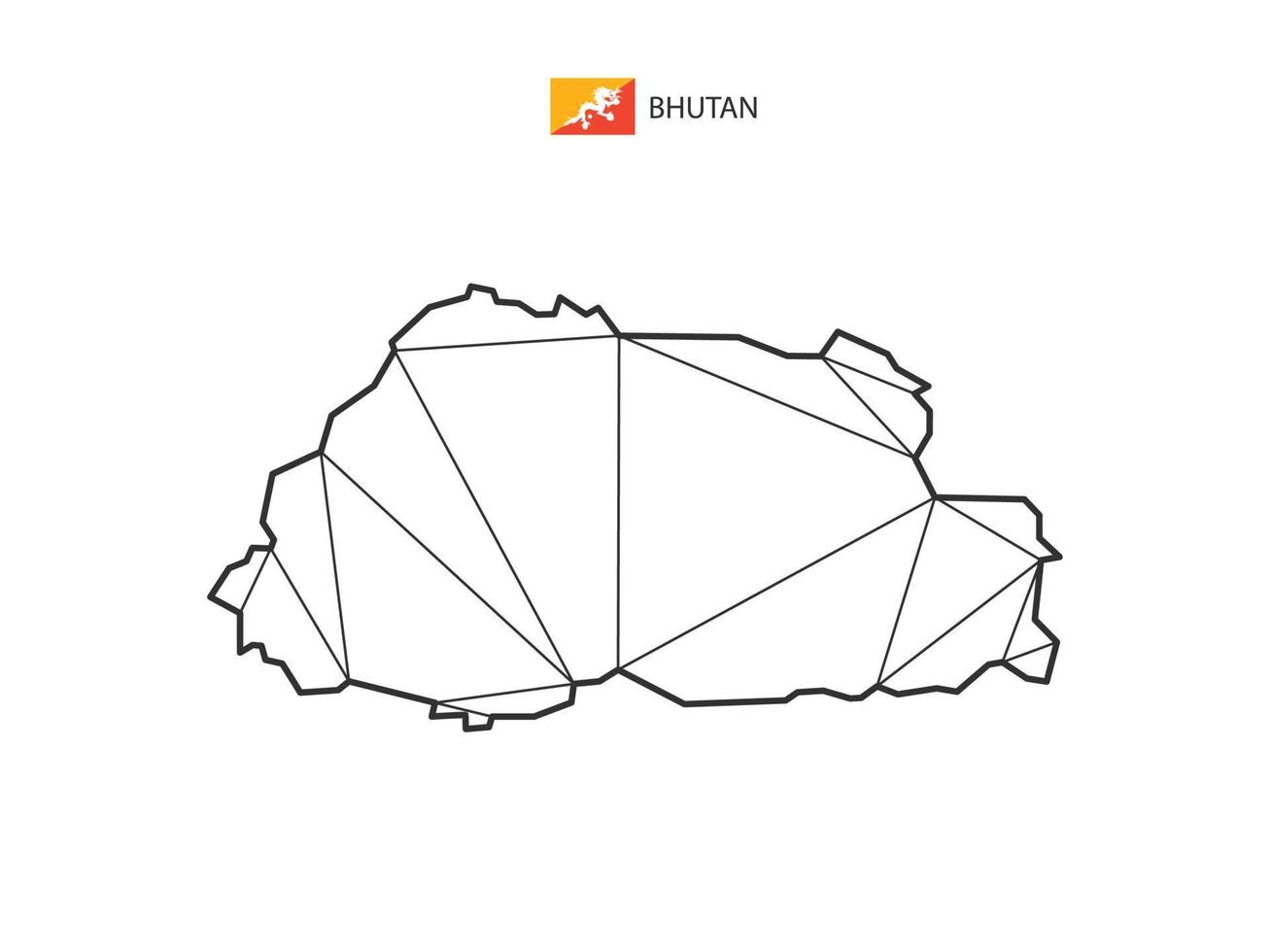Mosaic triangles map style of Bhutan isolated on a white background. Abstract design for vector. vector