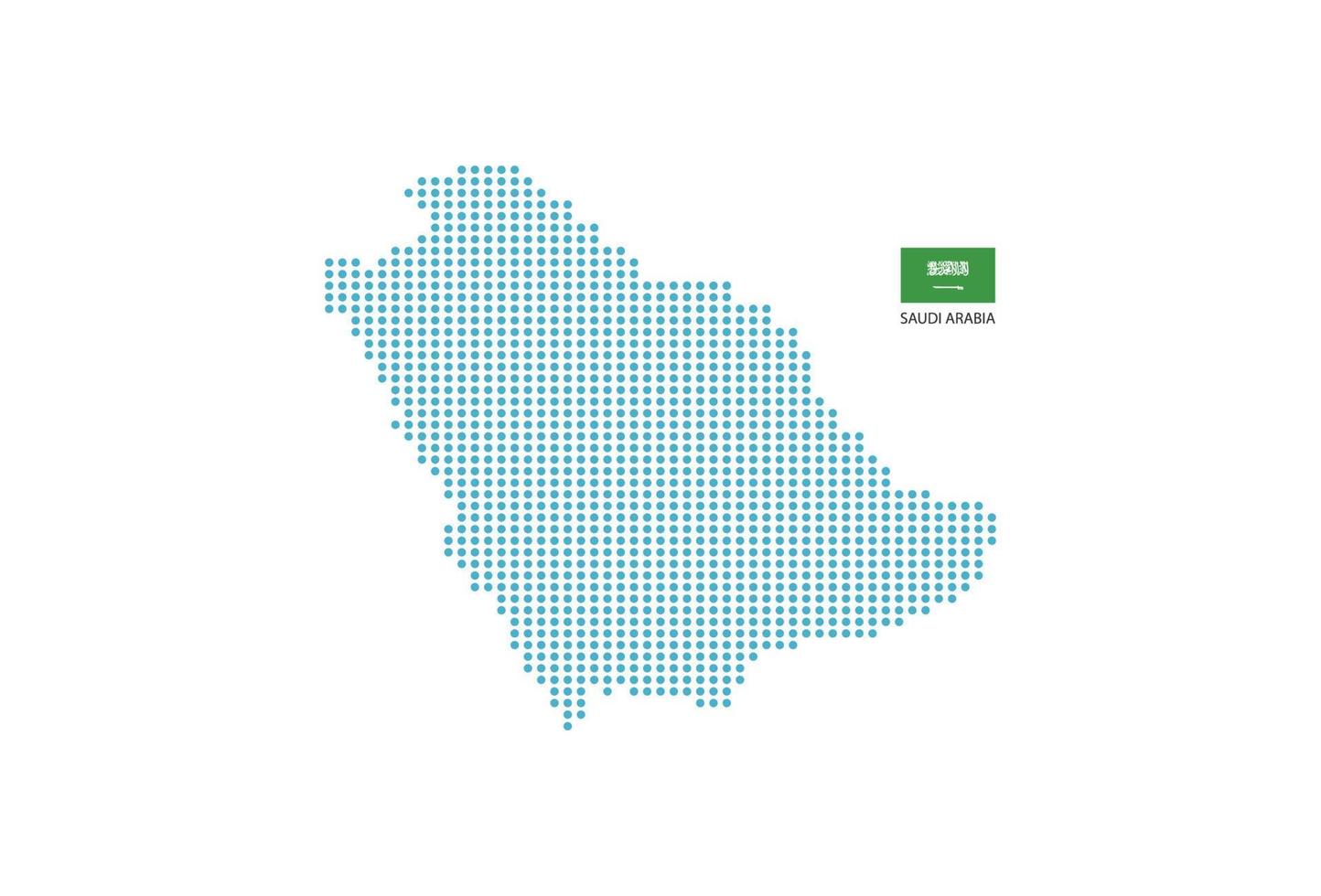 Saudi Arabia map design blue circle, white background with Saudi Arabia flag. vector