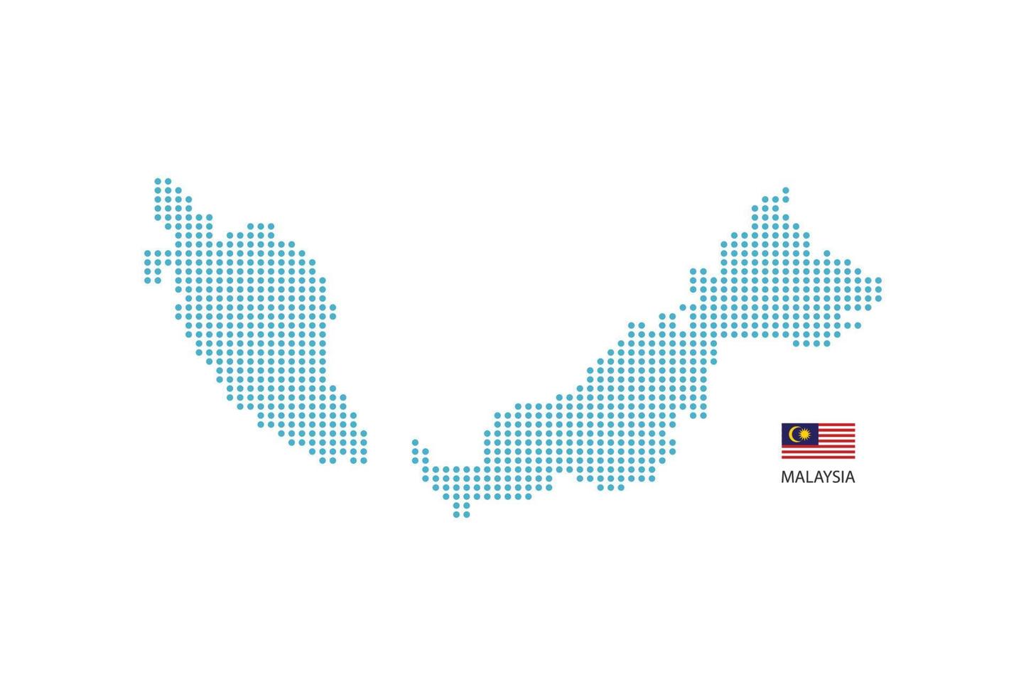 diseño de mapa de malasia círculo azul, fondo blanco con bandera de malasia. vector