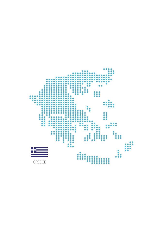 Greece map design blue circle, white background with Greece flag. vector