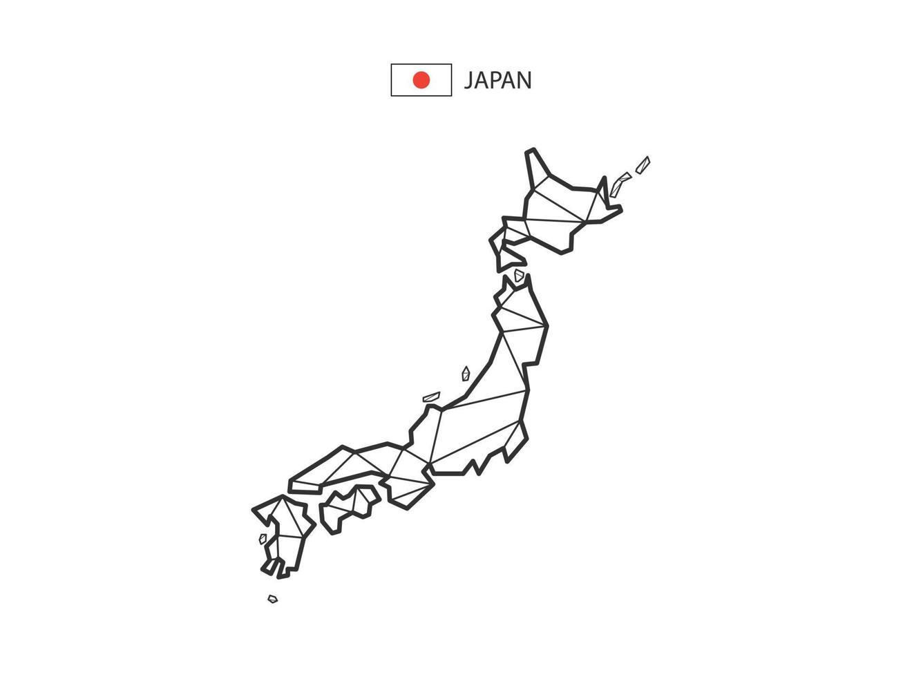 estilo de mapa de triángulos de mosaico de Japón aislado en un fondo blanco. diseño abstracto para vectores. vector