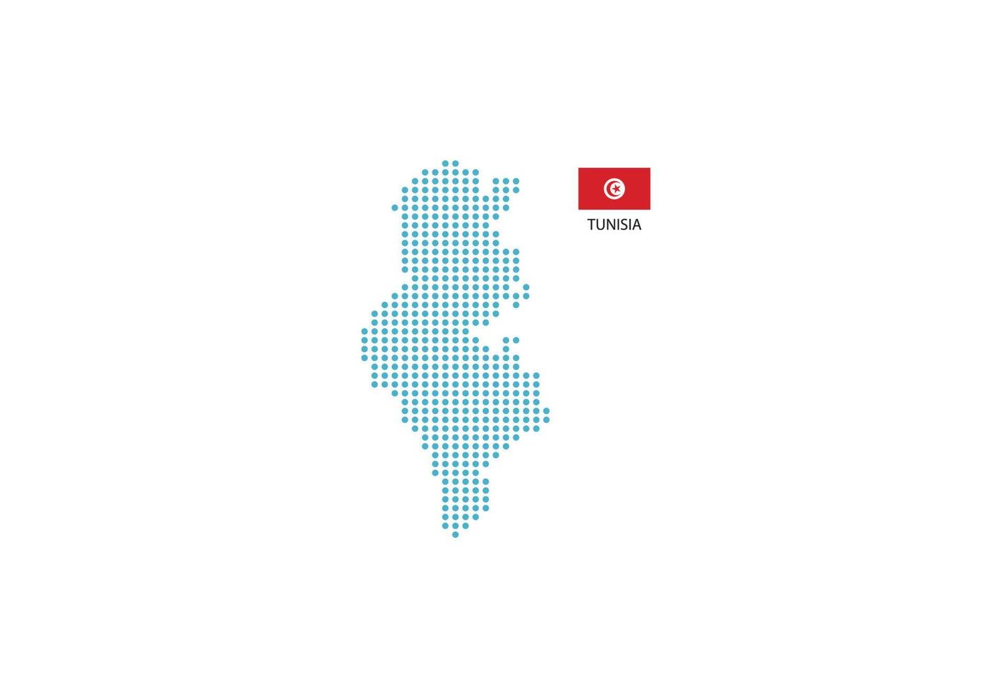 diseño de mapa de túnez círculo azul, fondo blanco con bandera de túnez. vector