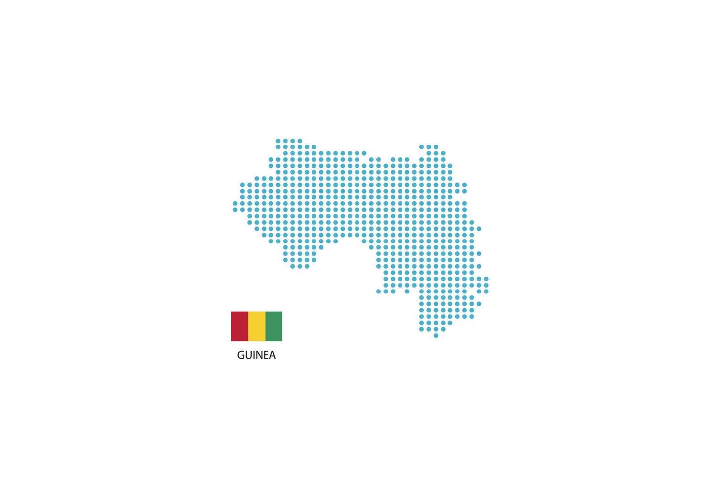 diseño de mapa de guinea círculo azul, fondo blanco con bandera de guinea. vector