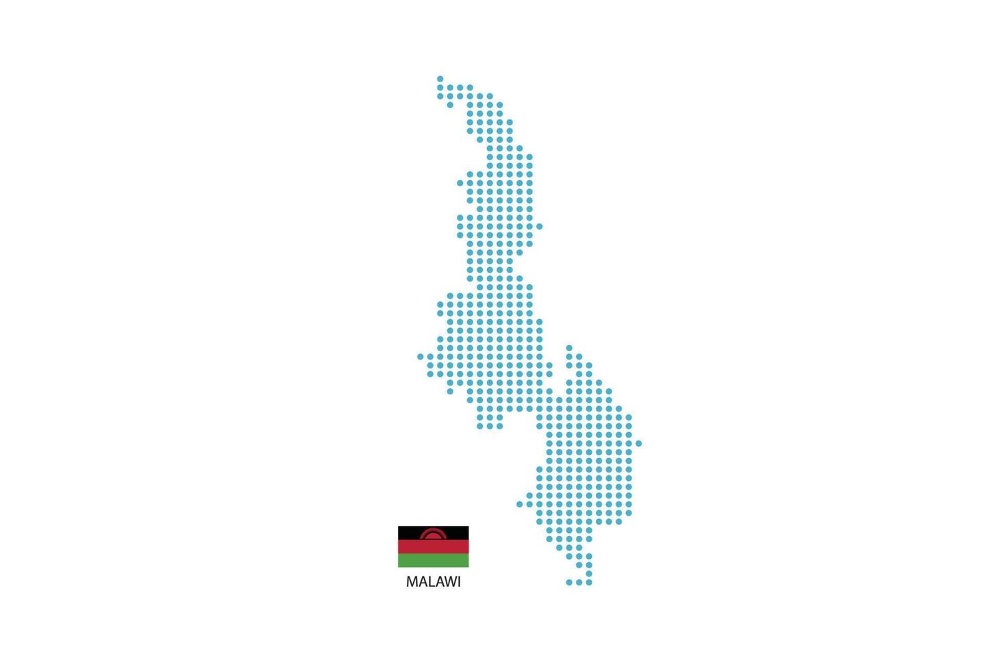 diseño de mapa de malawi círculo azul, fondo blanco con bandera de malawi. vector