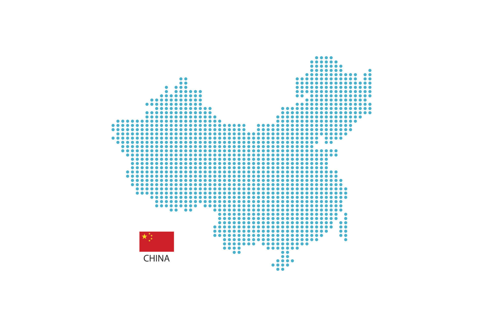 China Map Design Blue Circle White Background With China Flag China Map Design Blue Circle White Background With China Flag