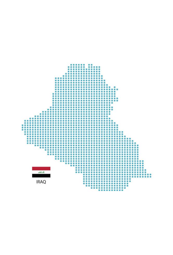 círculo azul de diseño de mapa de irak, fondo blanco con bandera de irak. vector