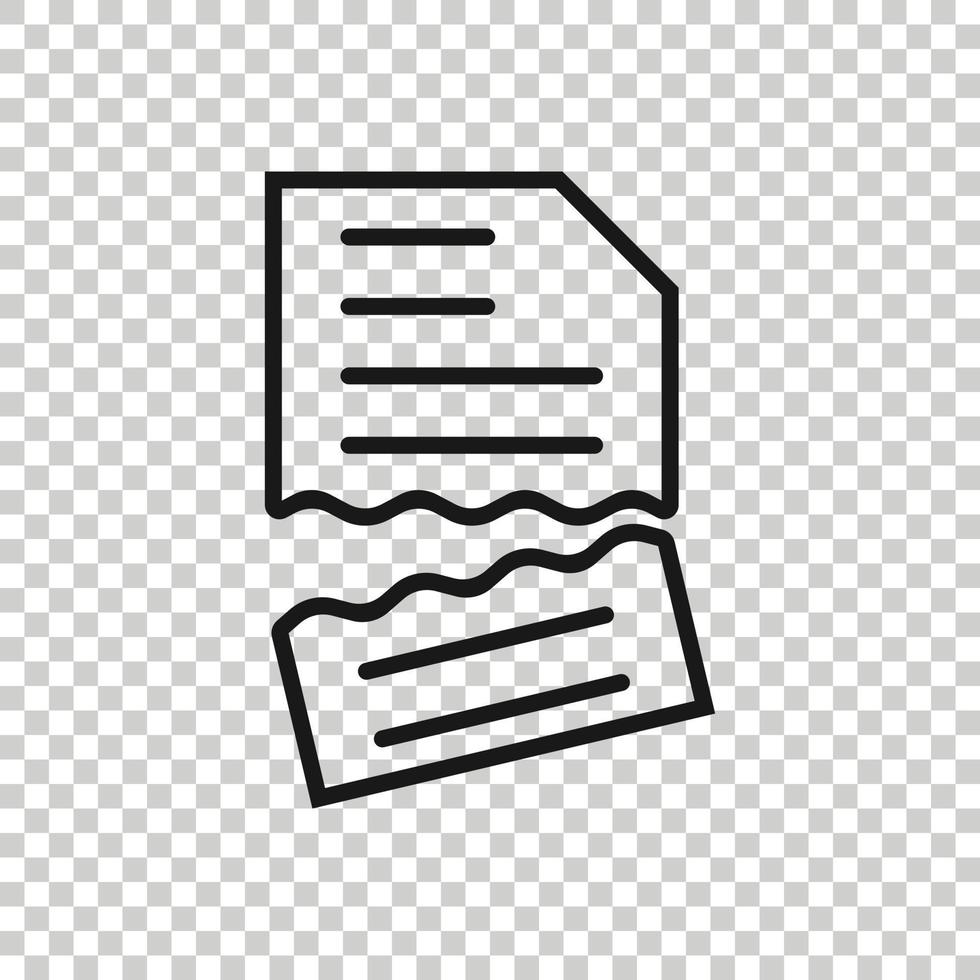 Document error icon in flat style. Broken report vector illustration on white isolated background. Damaged business concept.