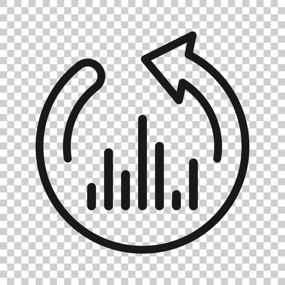 Growing bar graph icon in flat style. Increase arrow vector illustration on white isolated background. Infographic progress business concept.