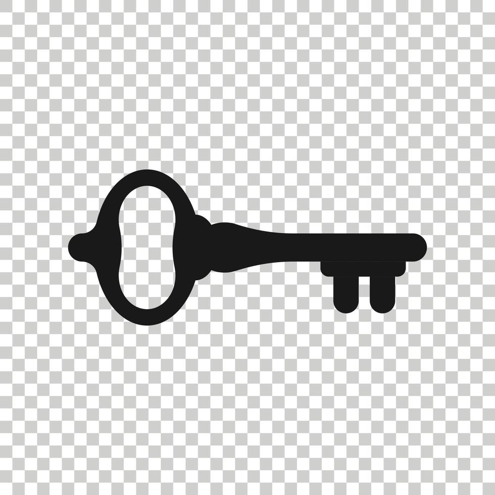 Key icon in flat style. Password vector illustration on white isolated background. Access business concept.