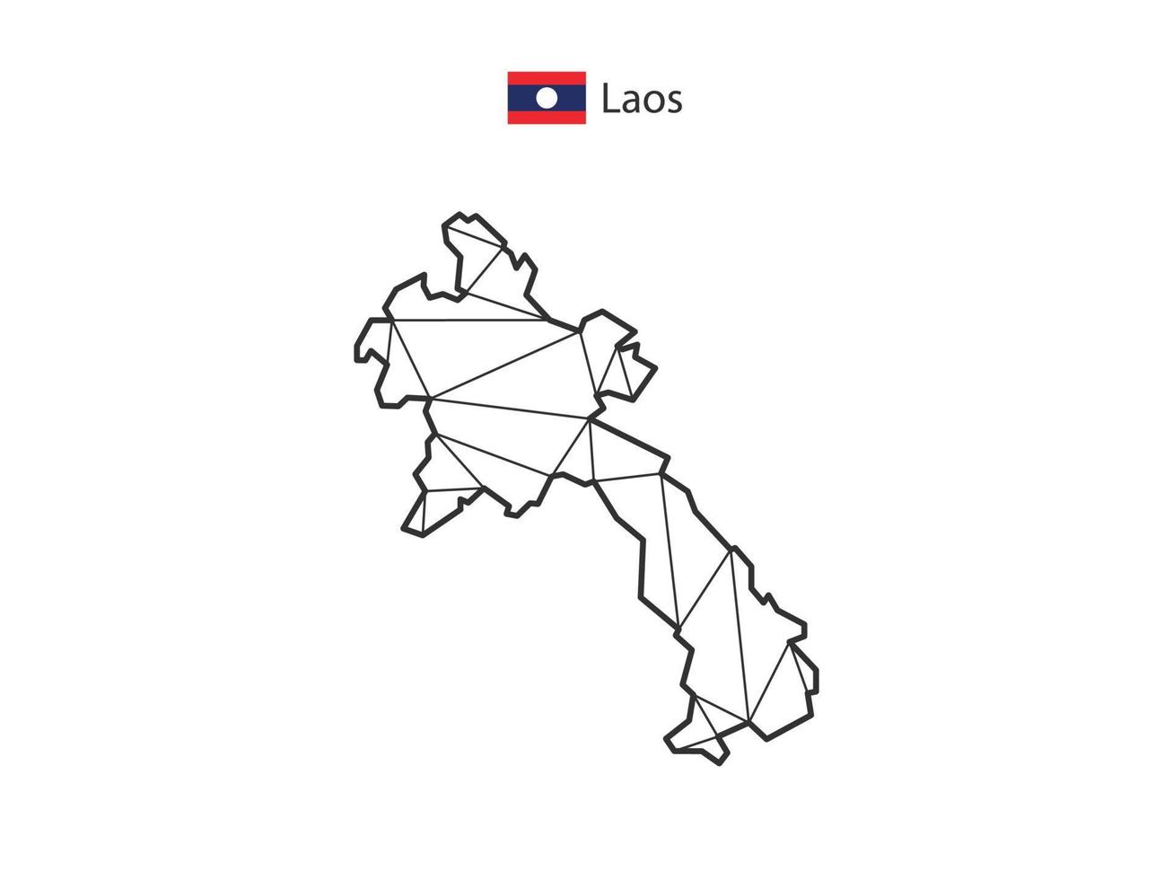 Mosaic triangles map style of Laos isolated on a white background. Abstract design for vector. vector