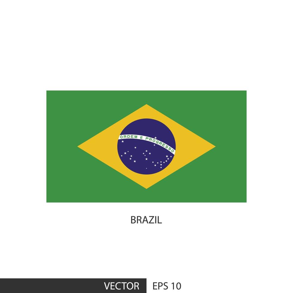 Brazil square flag on white background and specify is vector eps10.