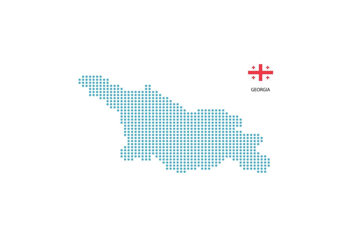 diseño de mapa de georgia círculo azul, fondo blanco con bandera de georgia. vector