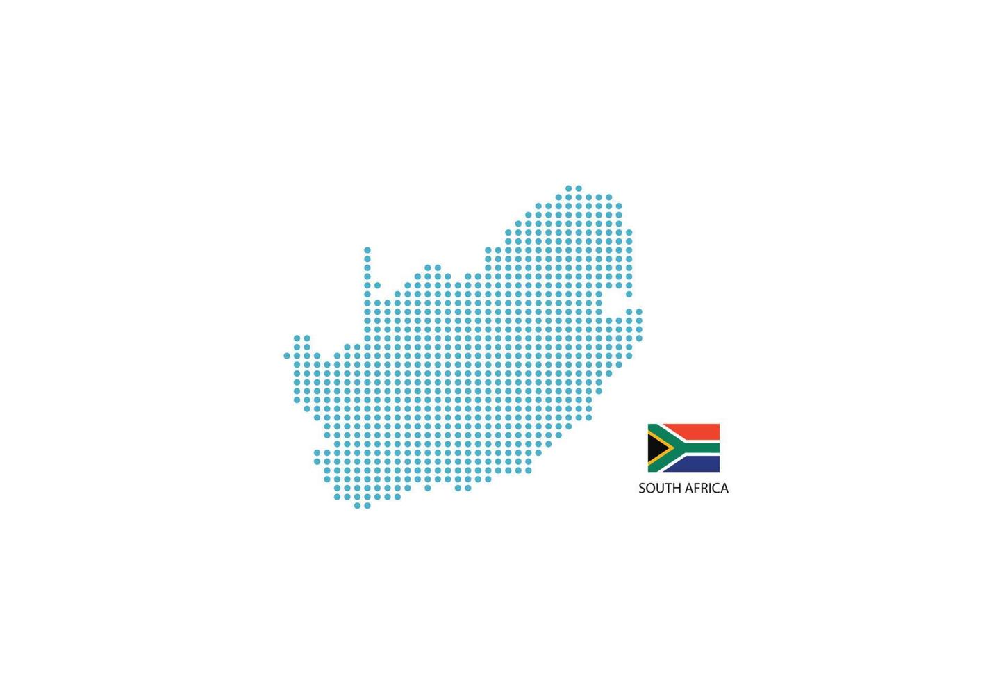 South Africa map design blue circle, white background with South Africa flag. vector