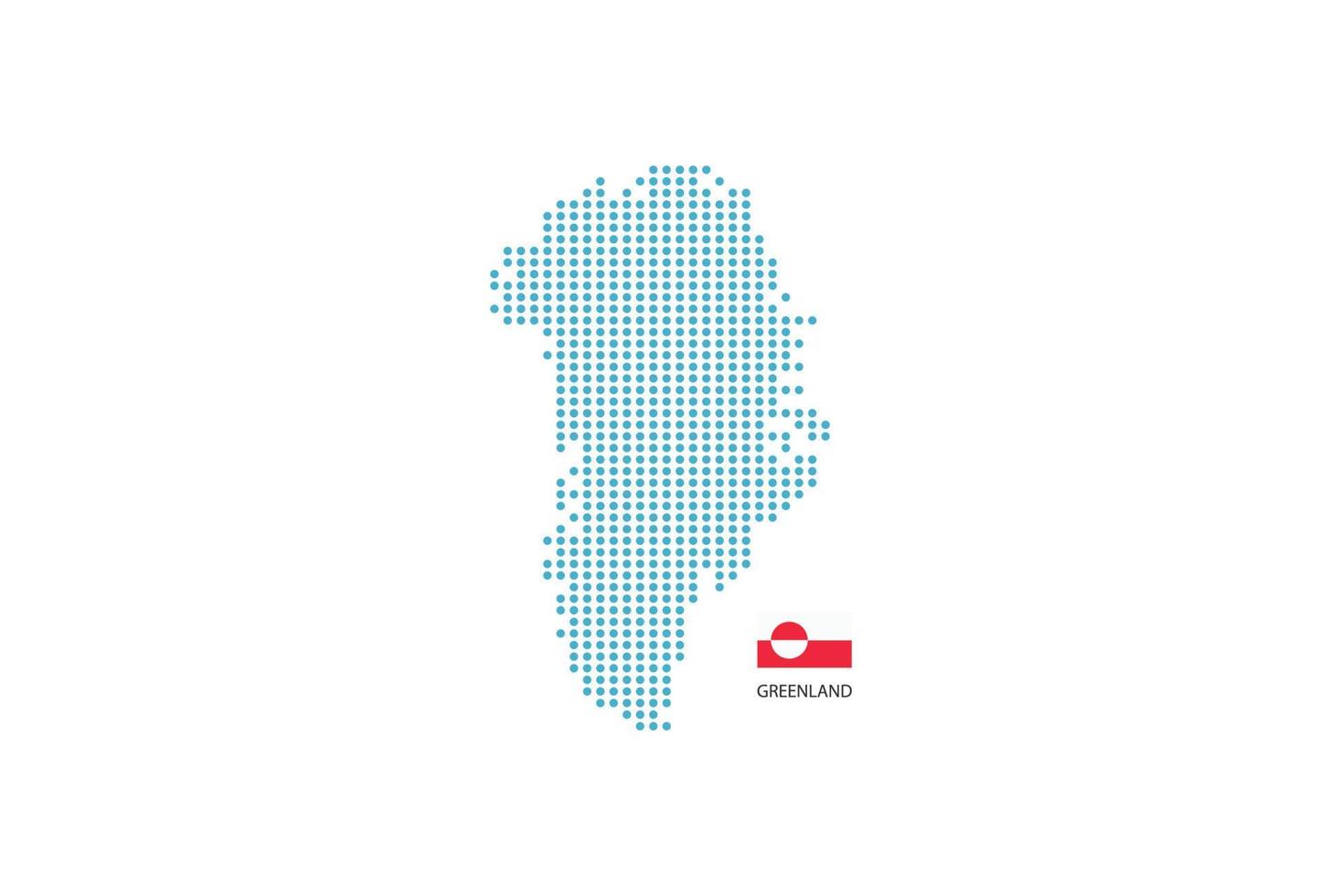 diseño de mapa de groenlandia círculo azul, fondo blanco con bandera de groenlandia. vector