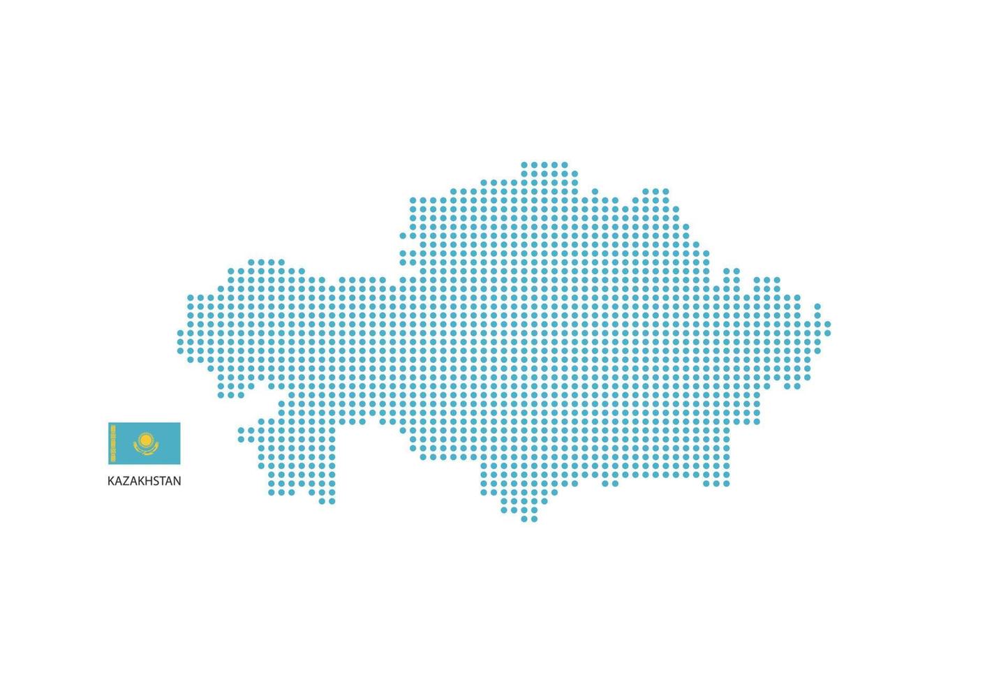 Kazakhstan map design blue circle, white background with Kazakhstan flag. vector