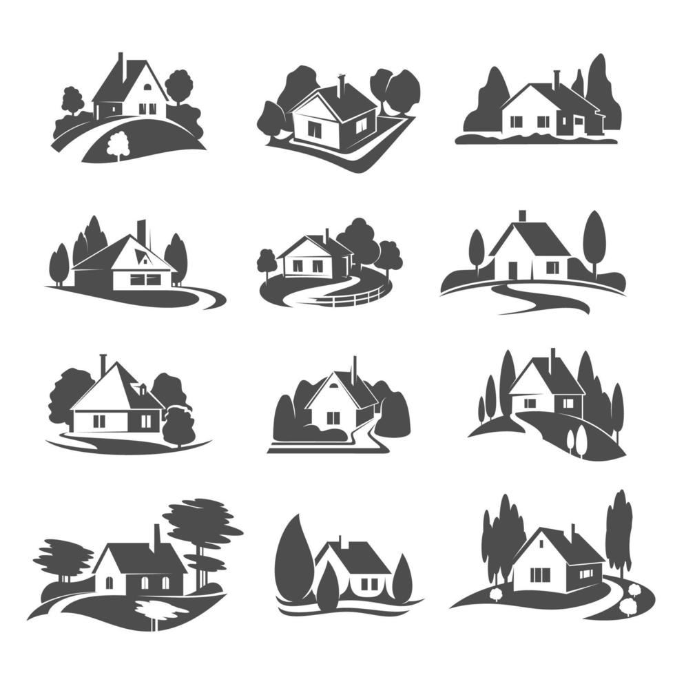 Vector icons of house for real estate company