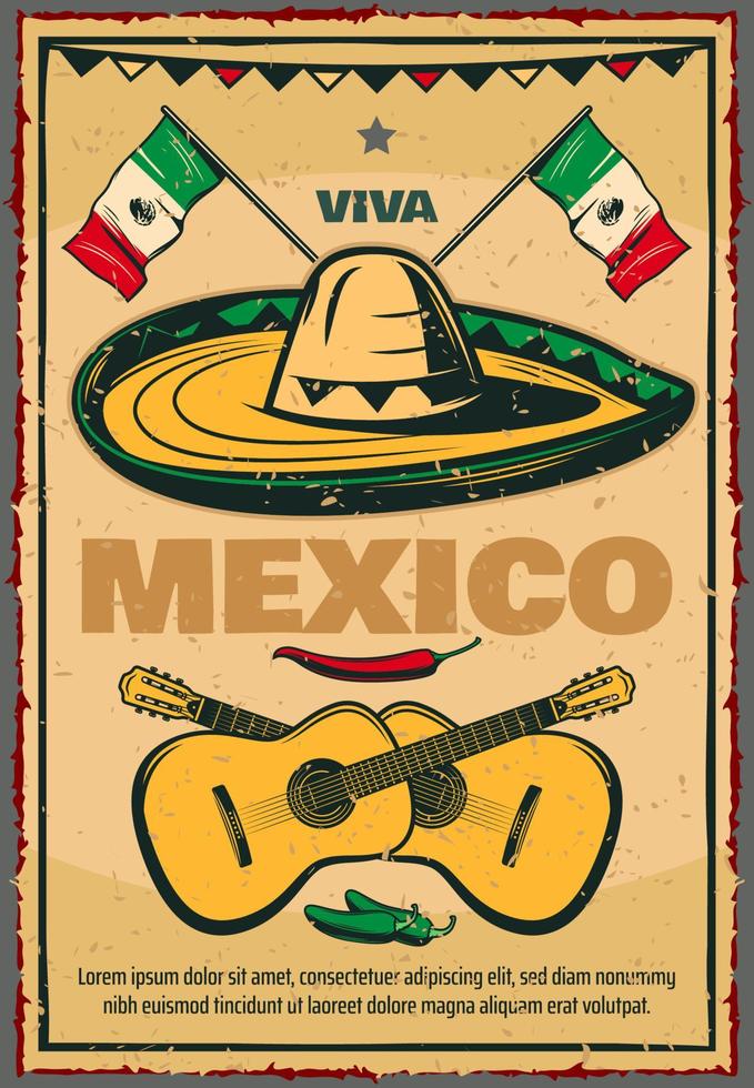 cartel retro del bosquejo del vector mexicano del cinco de mayo