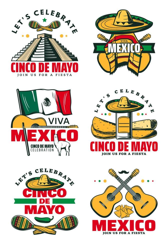 símbolo festivo mexicano para la fiesta del cinco de mayo vector