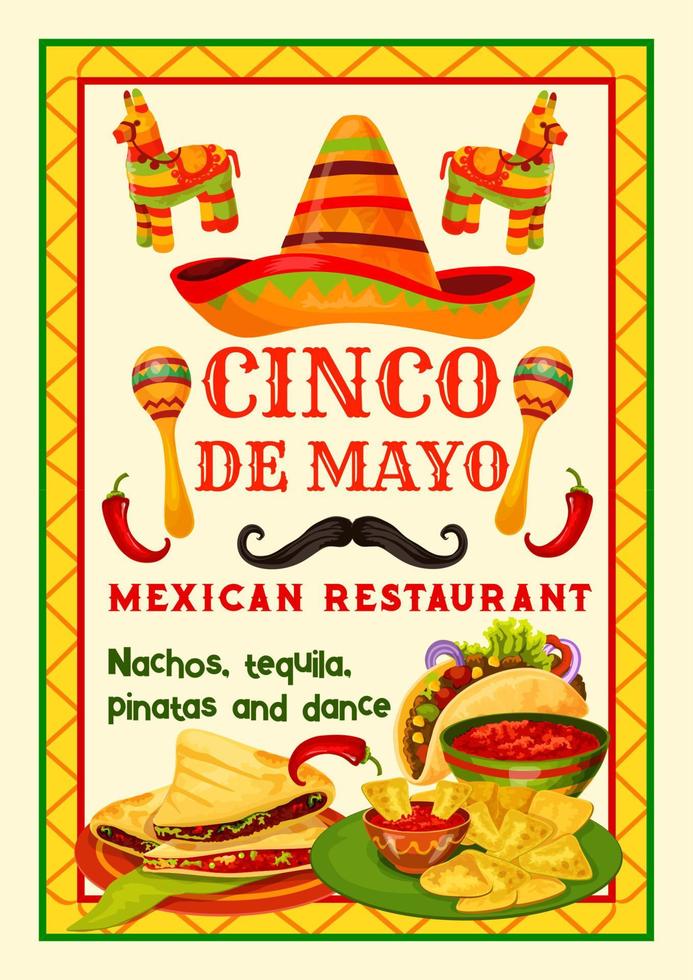 tarjeta de comida festiva mexicana del feriado cinco de mayo vector