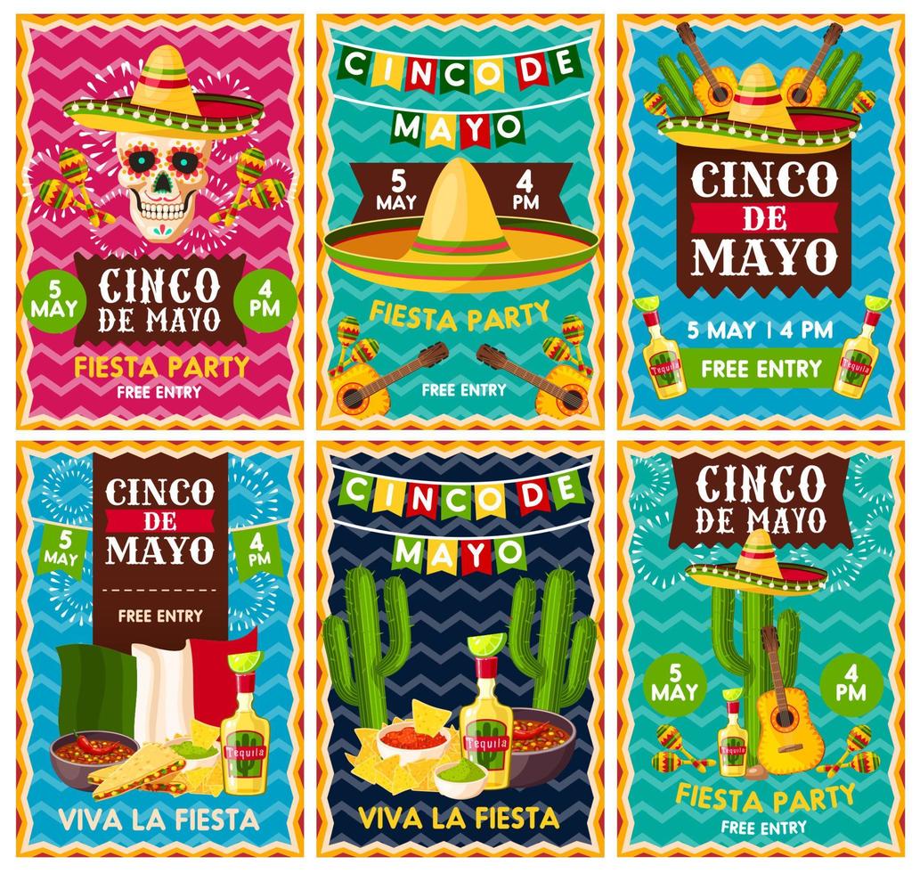 diseño de banner de fiesta de fiesta mexicana cinco de mayo vector