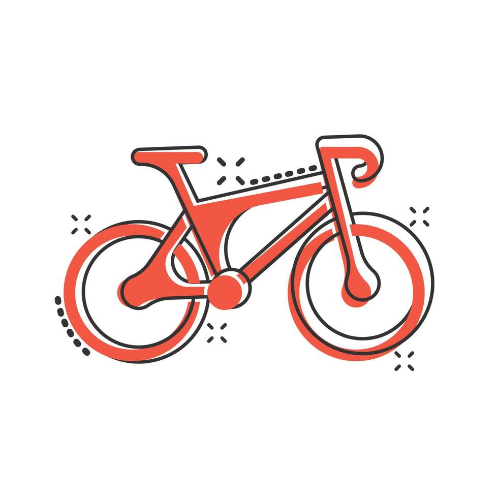 icono de bicicleta en estilo cómico. bicicleta ejercicio dibujos animados  vector ilustración sobre fondo blanco aislado. concepto de negocio de signo  de efecto de salpicadura de ejercicio de fitness. 16142976 Vector en