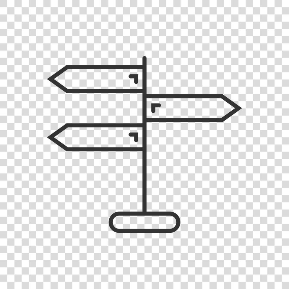 icono de poste indicador de cruce en estilo plano. ilustración de vector de dirección de carretera sobre fondo blanco aislado. concepto de negocio de señalización vial.