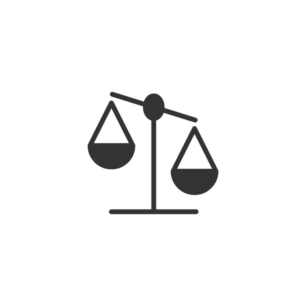 icono de equilibrio de escala en estilo plano. ilustración de vector de justicia sobre fondo blanco aislado. concepto de negocio de juicio.