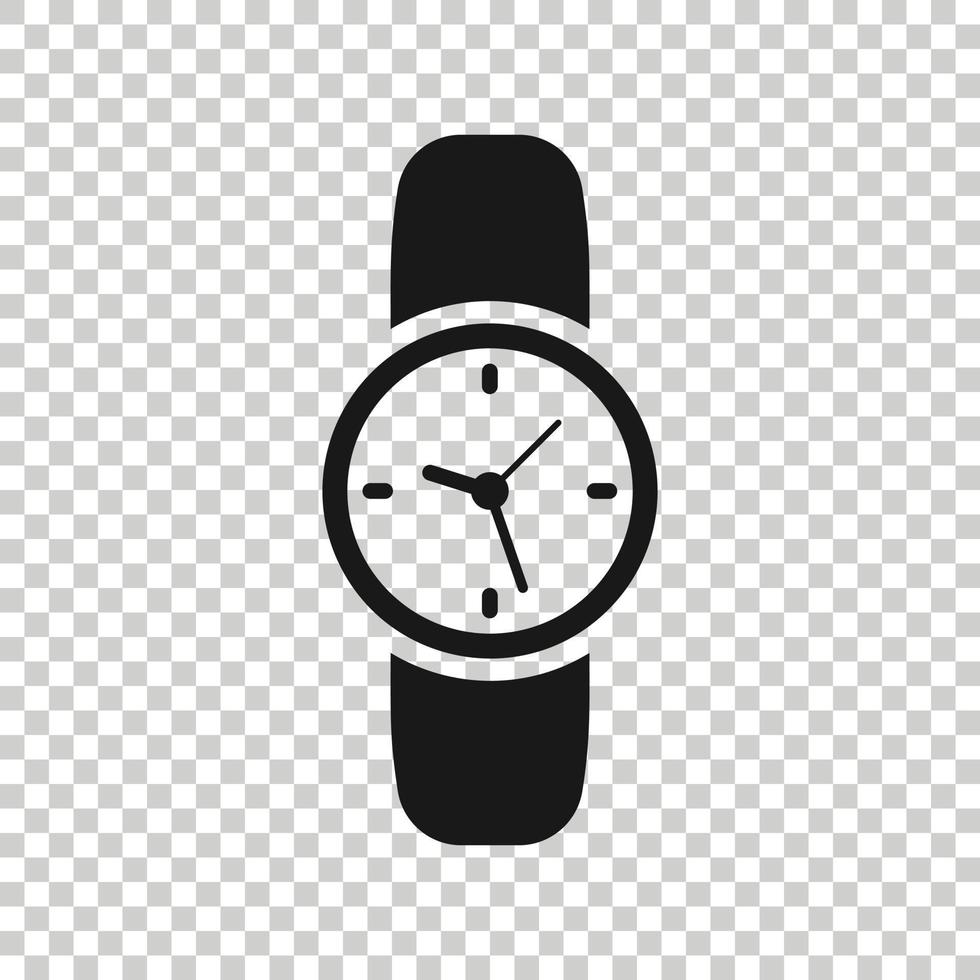 icono de reloj de pulsera en estilo plano. ilustración de vector de reloj de mano sobre fondo blanco aislado. concepto de negocio de pulsera de tiempo.