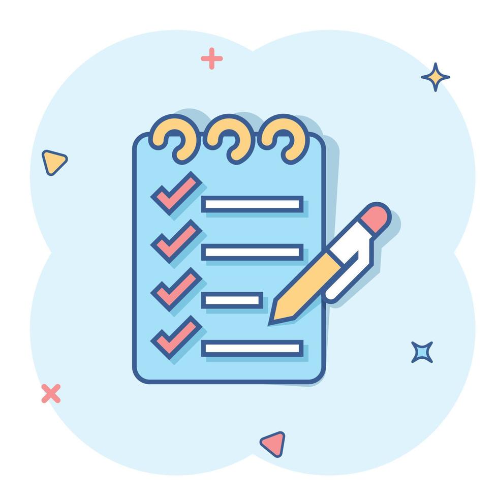 Icono De Lista De Tareas En Estilo C mico Ilustraci n De Vector De 