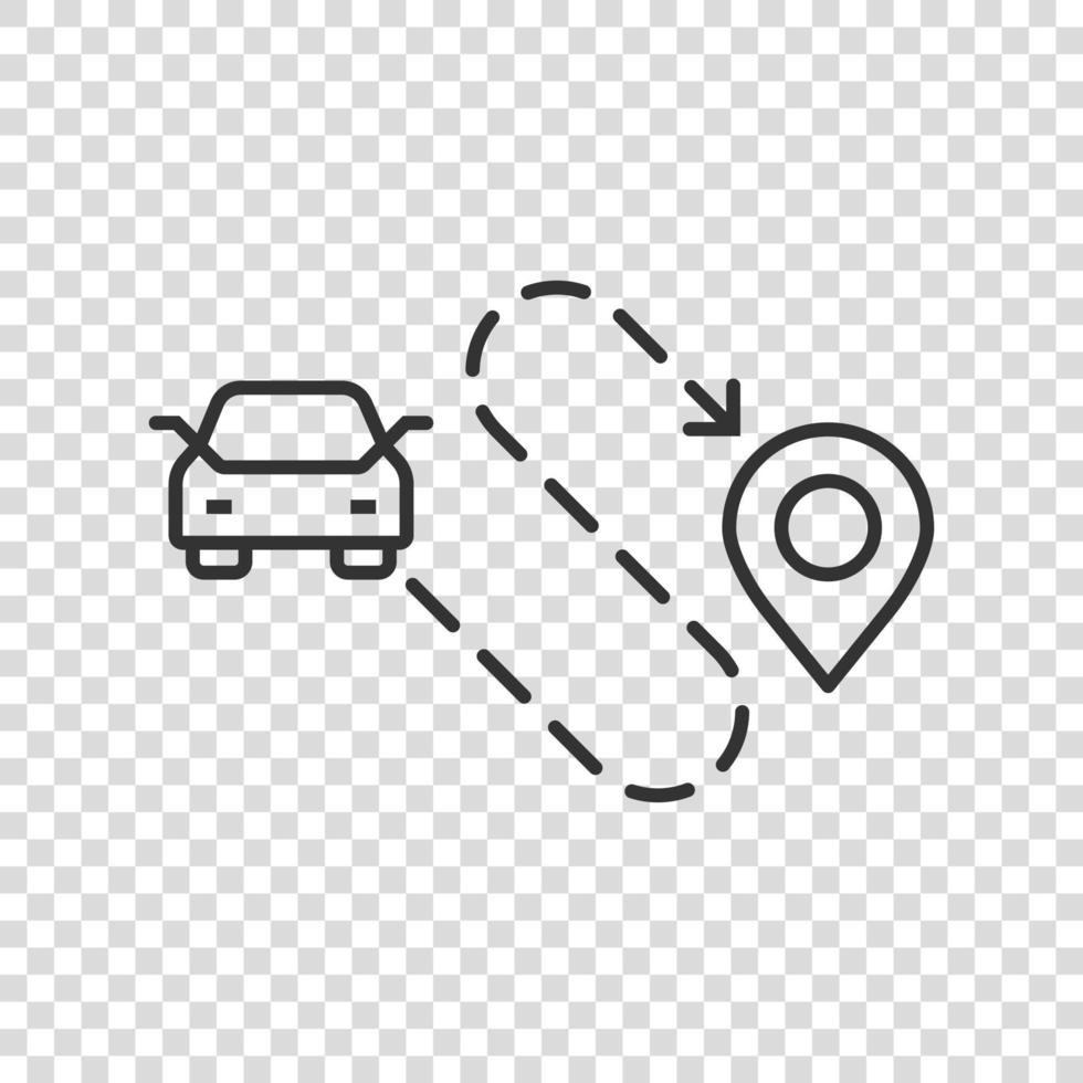 Car destination icon in flat style. Car navigation vector illustration on white isolated background. Locate position business concept.