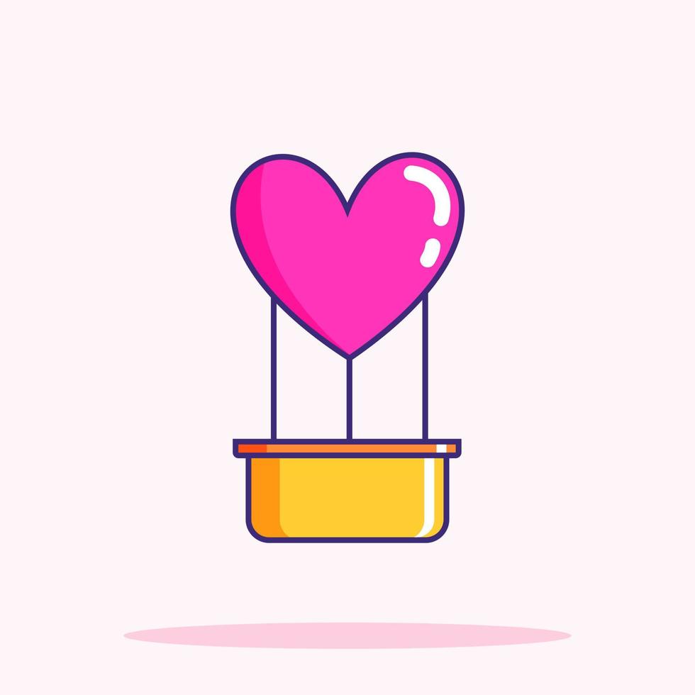 vector illustration of a heart cartoon symbol. in the shape of a hot air balloon