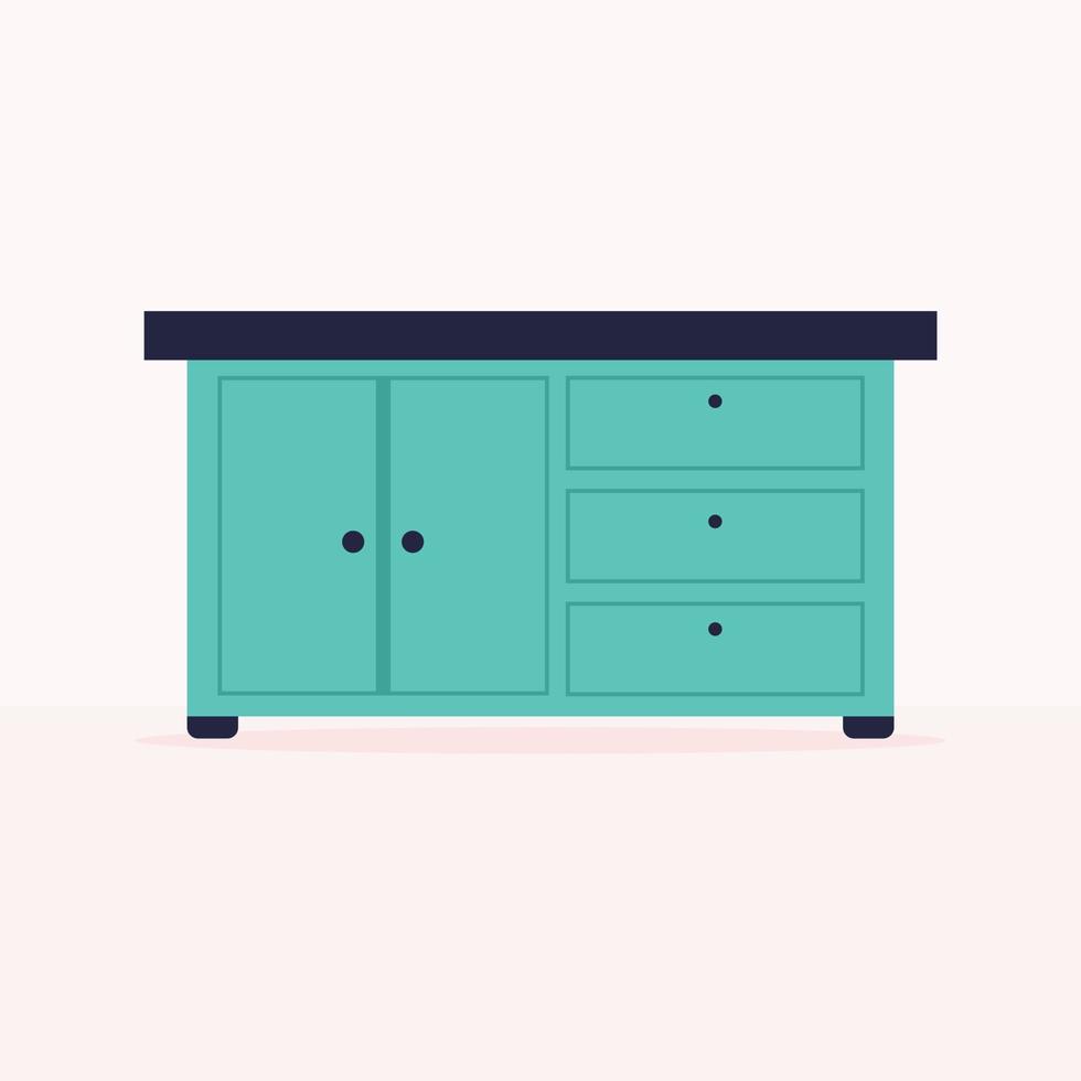 Ilustración de vector de mesa de muebles interiores en estilo plano