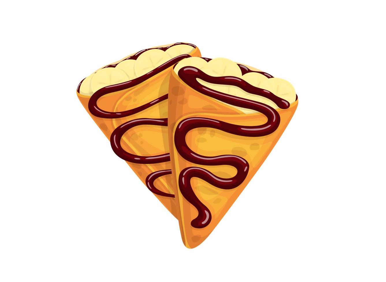 Cartoon crepes with chocolate, french pancakes vector