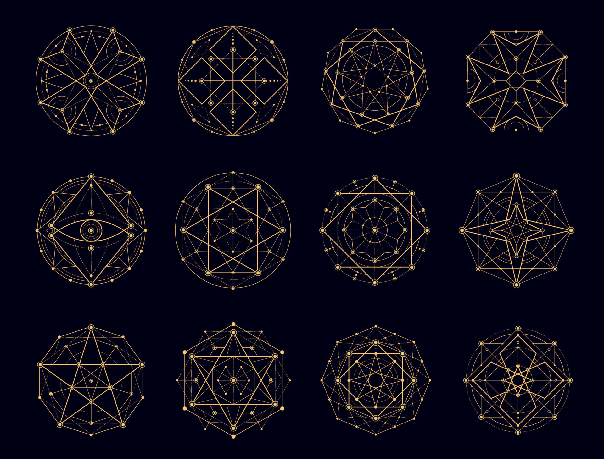 Sacred geometry esoteric, magic, alchemy symbols 16143074 Vector Art at ...