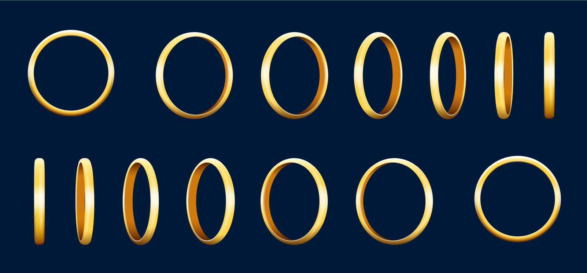 3d golden ring rotate animation game sprite sheet vector