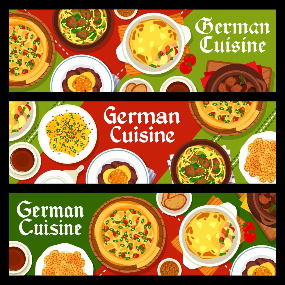 banners de vector de comidas de restaurante de cocina alemana