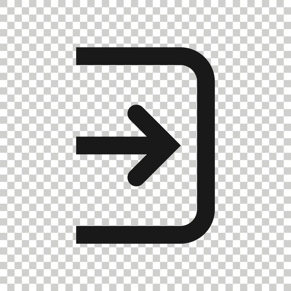 Login icon in flat style. Arrow access vector illustration on white isolated background. Door entry business concept.