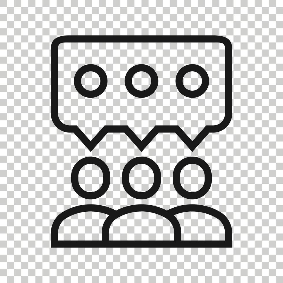 People with speech bubble icon in flat style. Chat vector illustration on white isolated background. Speaker dialog business concept.
